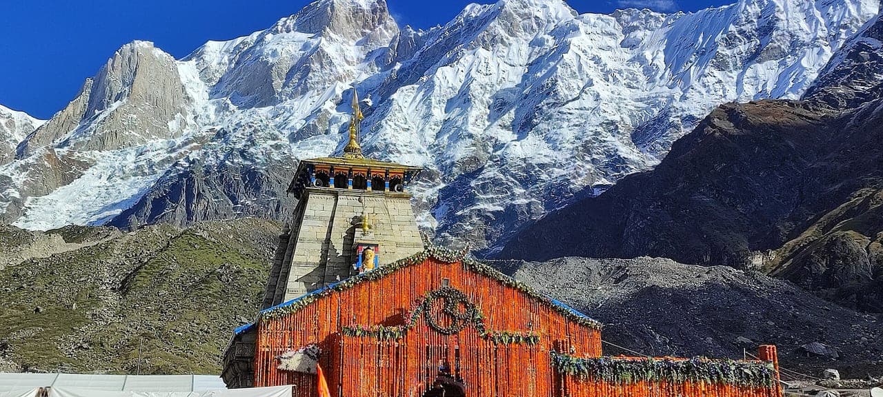 Kedarnath Temple below the snow-capped Himalaya