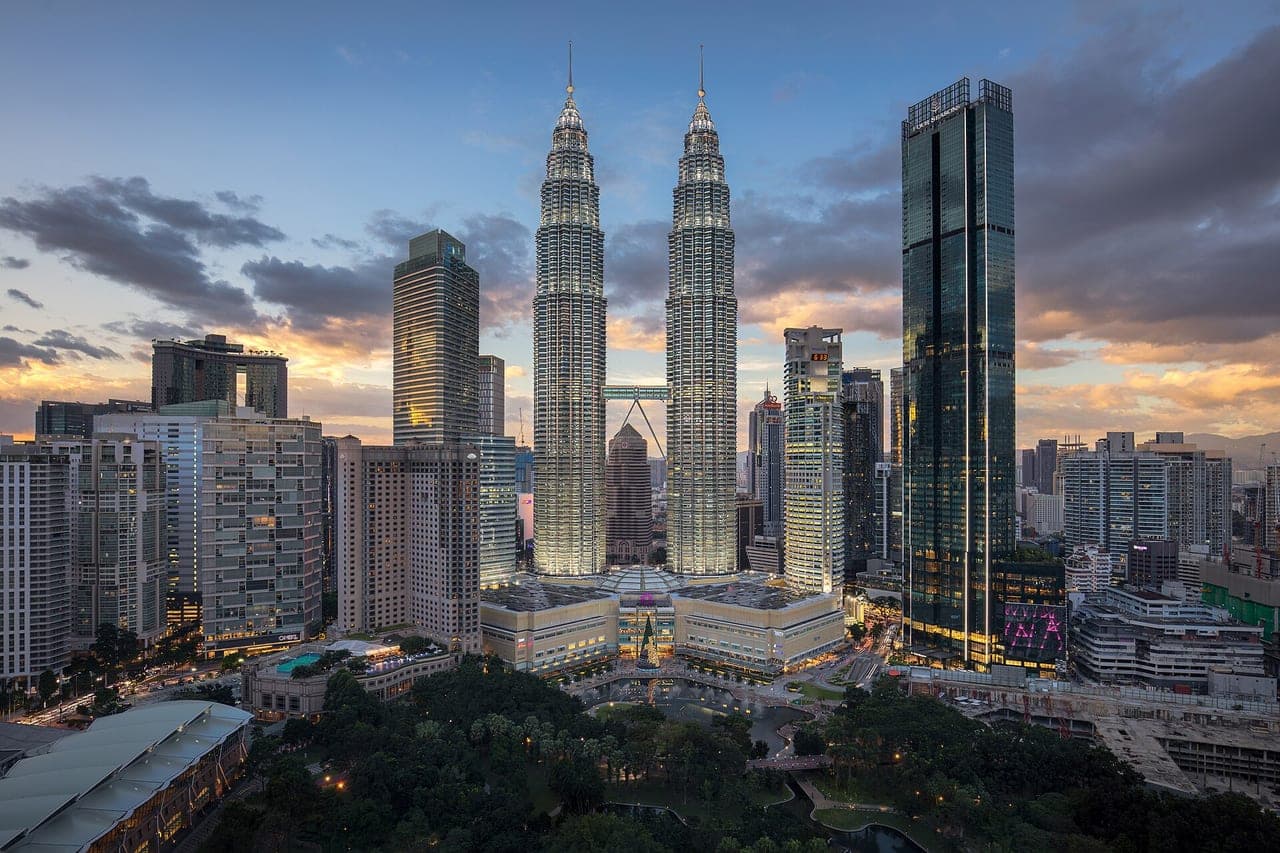 Petronas Twin Towers at dusk, Kuala Lumpur
